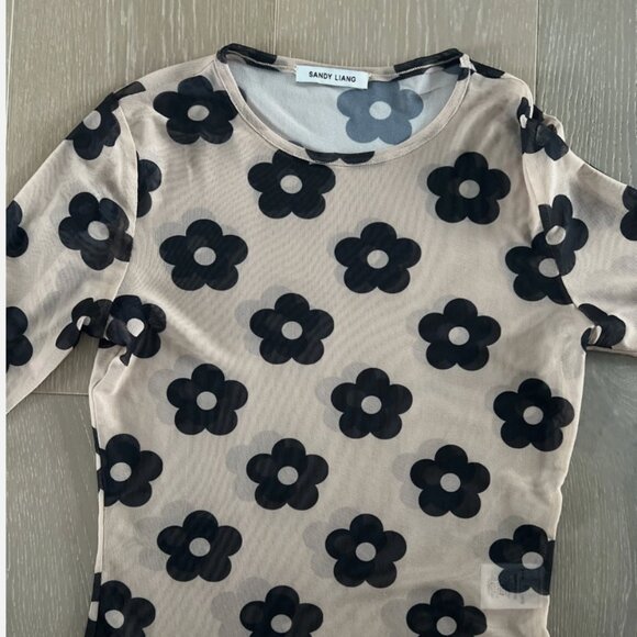 Sandy Liang Floral Mesh Long Sleeve Size Small - Picture 1 of 4